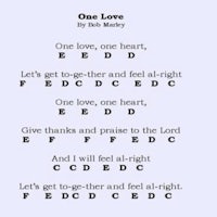 a sheet of music with the words one love
