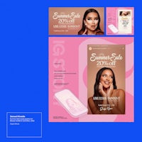 a pink ad with a woman's face on it