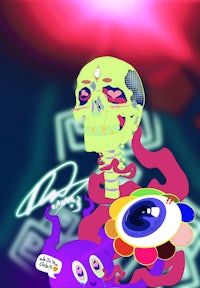 an image of a skeleton with a colorful eye