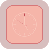 a clock icon on a pink background