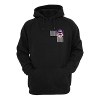 a black hoodie with a picture of a dog on it