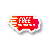 a free shipping sticker on a black background