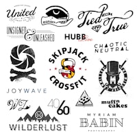 a collection of different logos and designs