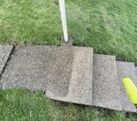concrete steps cleaned with a pressure washer