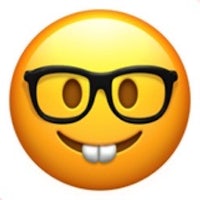 a smiling emoji with glasses