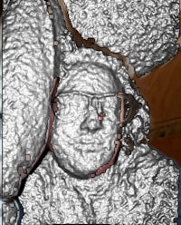 a computer generated image of a man with glasses
