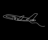 a single line drawing of a plane on a black background