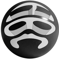 a black and white ball with a face on it