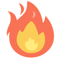 a fire icon on a white background