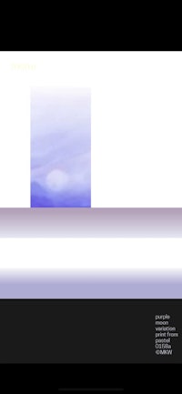 a black and white screen with a purple and white background