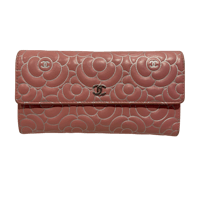 pink chanel wallet with floral pattern