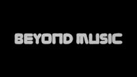 the logo for beyond music on a black background