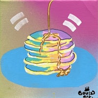 a painting of a stack of pancakes on a plate
