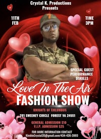 the flyer for love in the air fashion show