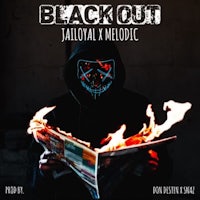 a man holding a book with the words blackout jaloyal x melodic