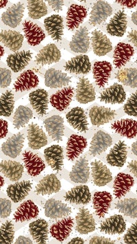 a pattern of pine cones on a white background