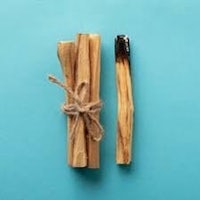 two sticks of sandalwood on a blue background