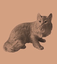 a statue of a cat on a beige background