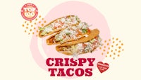 crispy tacos on a pink background