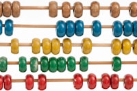 a wooden abacus on a white background