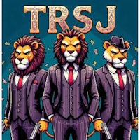 three lions in suits with guns and money