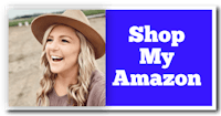 a woman in a hat with the words shop my amazon