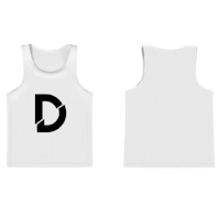 a white tank top with the letter d on it