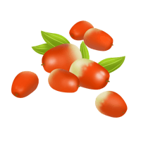 a bunch of red fruits on a white background