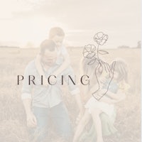 a family in a field with the words pricing