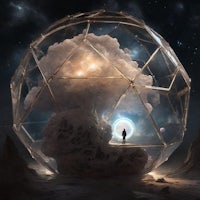 a person standing in front of a cloud dome