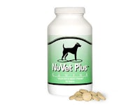 a bottle of nuvet plus canine supplements