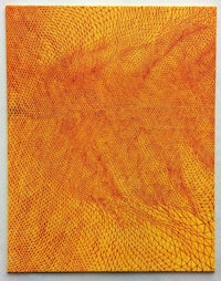 an orange and yellow painting on a white background