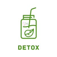 a green jar with the word detox on it