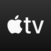 the apple tv logo on a black background
