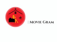 the movie gram logo with a woman sitting on a couch