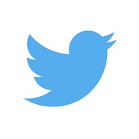 a blue twitter logo on a white background