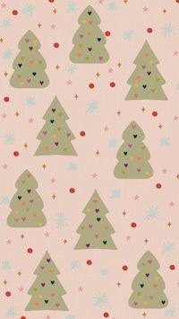 a christmas tree pattern on a pink background