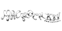 a black and white image of a logo with the words macrock xxx
