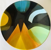 a plate with a colorful design on it