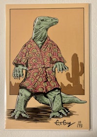 a drawing of a lizard in a robe