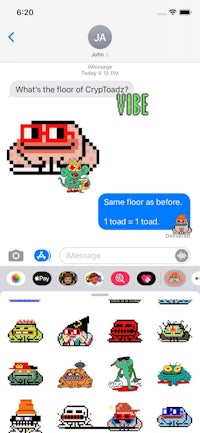 a screenshot of an app with a variety of stickers on it