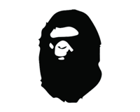 a bathing ape head on a black background