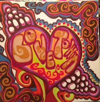 a painting of a heart with colorful swirls on it