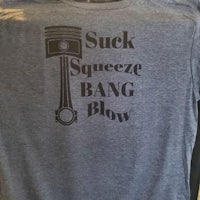 a t - shirt that says suck squeeze bang blow