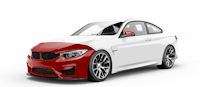 a white and red bmw m4 coupe
