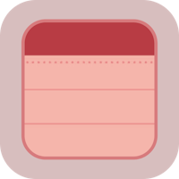 a pink notepad icon on a white background