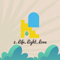 a blue and yellow logo with the words life light love