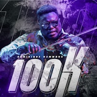 the cover of 100k, featuring a man holding a violin