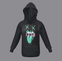 a black hoodie with a neon heart on it