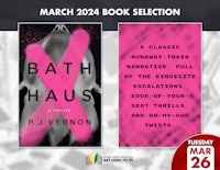 the book selection for march 2020 is bath haus